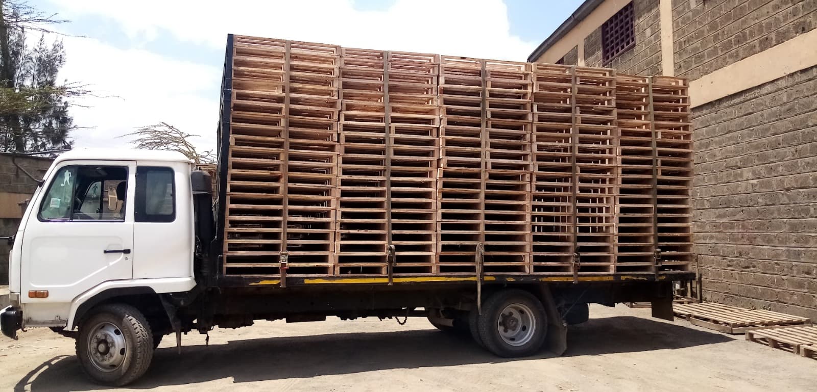 Kenpack wooden pallets loaded on a truck for export dispatch in Nairobi